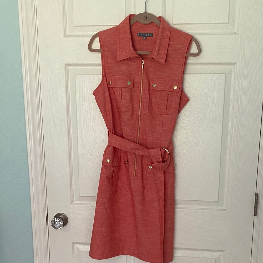Sharagano Coral Sleeveless Dress
